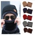 Winter Beanie Hat Scarf Set Warm Knit Hat Thick Fleece Lined Skull Cap for Men/Women Topi set. 