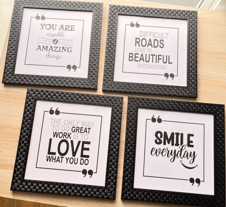"you%20are%20capable%20of%20amazing%20things"%20Quote-%20Matt%20laminated%20printed%20poster%20with%20checker%20Frame%20(4%20pcs%20set)9x9inch%20-%20Image%202