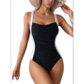 Women'S Ruched Swimsuit Flat Tummy Control Halter Adjustable Elegant Sports Monokini. 