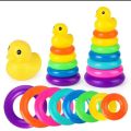 Baby Early Childhood Education Puzzle Ring Toy Kids Toys Children'S Little Yellow Duck Jenga Rainbow Tower Stacking Circle. 