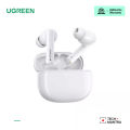 (WS206-35725) UGREEN HiTune T3 PRO Active Noise-Cancelling Earbuds White, Wireless Headphones with 10mm Driver, Active Noise Cancellation, Deep Bass, Bluetooth 5.2, 24 Hours Playtime, AI Call Noise Cancellation. 