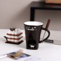 Creative Nordic Style Chocolate Mug Detachable With Fork Hot Pot Cup Heat-resistant Ceramic Chocolate Melt Oven Cup Breakfast. 