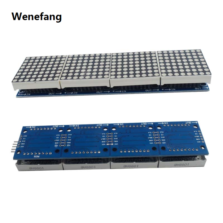 Wenefang MAX7219 Red/Blue/Green LED Microcontroller 4 In 1 one Display Profesional with 5P Line Dot Matrix Module 5V for Arduino 7219 DIY KIT