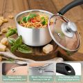 Duo Le Bao Stainless Steel Saucepan With Glass Lid Kitchen Cooking Utensil ND1318. 
