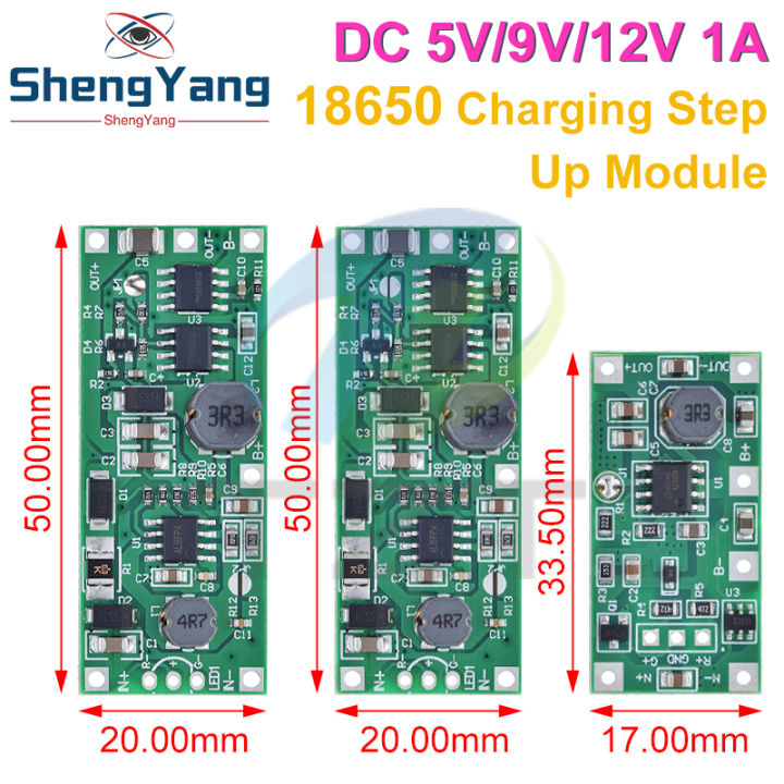 Dc 5v-12v To 9v/12v Charging Step Up Booster Module For 18650 Lithium ...