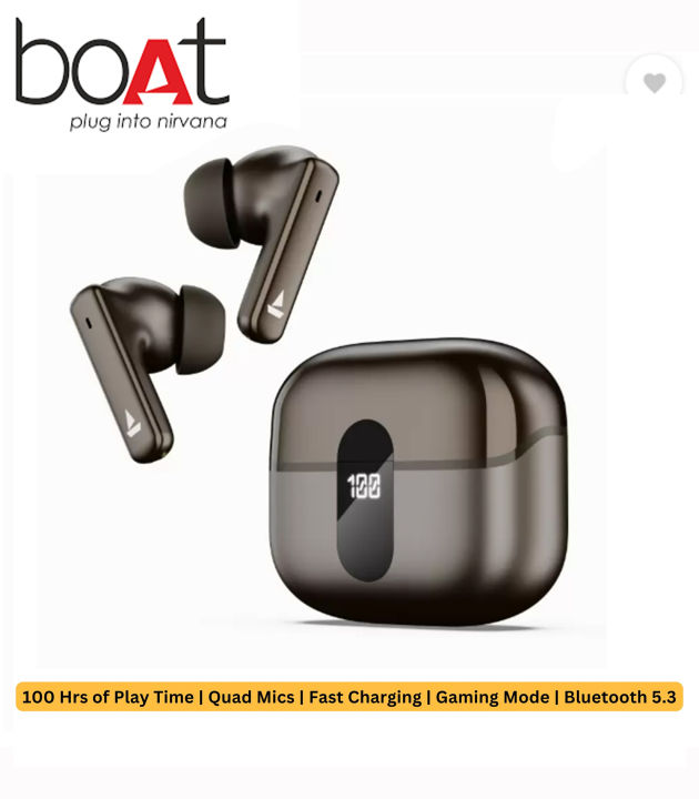 Nirvana bo_At Airdopes 181 Pro earbuds w/ 100 HRS Playback, 4 Mics ENx Technology & ASAP Charge Bluetooth