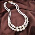 Cream White Beads Double Layer Necklace for Women by Treasure Box Nepal. 