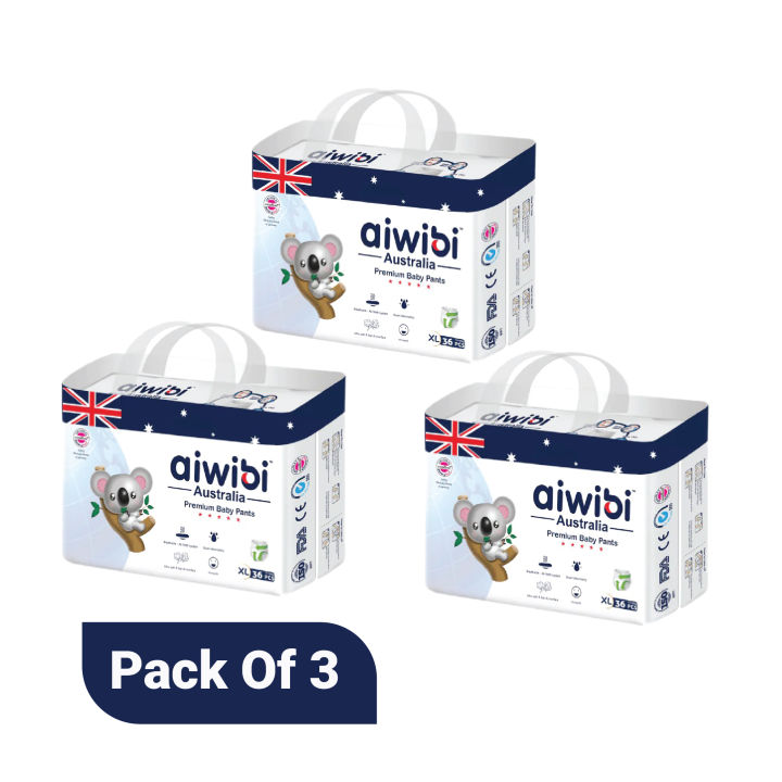 Aiwibi Premium Diapers  Baby Pants- XL 36 Pack Of 3