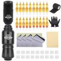 Tattoo Machine Kit Rotary Motor Tattoo Pen Tattoo Power Supply 5RM/5RL Integrated Needle Transfer Paper Practice Skin Ink Cup Gloves Bandage Tattoo Equipment. 