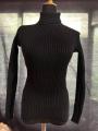 Women's Solid Black and White High Neck Full Sleeve Top. 