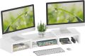 Kamakhya Shopping  Adjustable Dual Monitor Riser - Desktop Stand With Storage for Laptops, TVs, PCs and Printers - White. 
