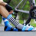 DISICHEN Hot Selling Stripe Cycling Socks Elastic Fit Professional Cycling Comperssion Sports Socks Healthy Comfortable Improve Muscle Strength. 
