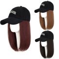 Daily Soft Cute Natural Hairpieces Hair Accessories Hair Extension Girls Synthetic Female Heat Resistant Fiber Seamless Connection Hat Wig Baseball Cap Bob Hair Wig Black Baseball Cap Hair Wig Long Straight Bob Hair. 