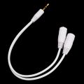 Cable splitter of white earphones 3.5 mm audio. 
