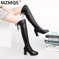 Black Over The Knee Boots High Heels Women Shoes Winter Pu Leather Long Boots - 1XO - Fashion | Women's Footwear |. 