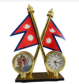 Nepal Flag With Clock And Radha Krishna For Car Dashboard. 
