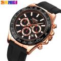 SKMEI 9275 Men's Business Chronograph Date Display Silicon Strap Quartz Watch - RoseGold/Black. 