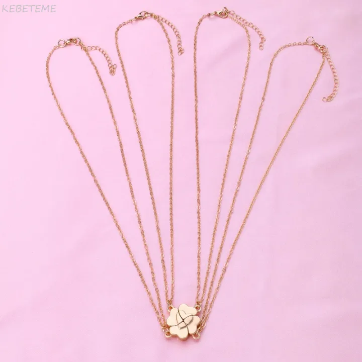 KEBETEME%20Friendship%20Necklace%20Magnetic%20Matching%20Four%20Leaf%20Clover%20Best%20Friend%20Necklace%20Gifts%20for%20Girls%20Women%20Magnet%20BFF%20Necklace%20for%204%20-%20Image%206