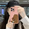 Hontinga for Realme X Back Cover PU Leather We Bare Bears Print Soft Silicone Edge Phone Case. 