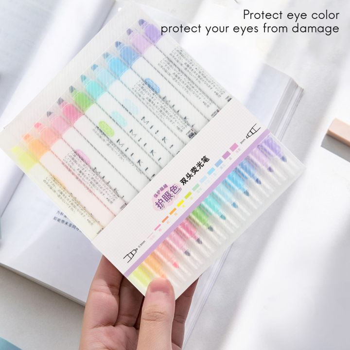 Sojhoop%2012%20Pcs/Set%20Japanese%20Stationery%20Mild%20Liner%20Double%20Headed%20Fluorescent%20Pen%20Fluorescent%20Marker%20Pen%20Highlighter%20Pen%20Color%20Mark%20Pen%20Cute%20-%20Image%207