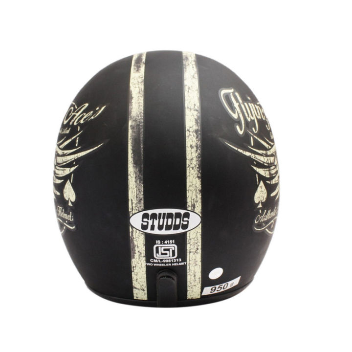 Black/Offwhite%20Studds%20Jetstar%20Classic%20Helmet%20-%20Image%206