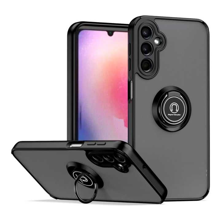 Lenuo For Samsung Galaxy A24 Mobile Case Multifunction Car Magnetic Shockproof With Ring Stand Back Cover