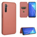 lthmy for Realme 6 Carbon Fiber Magnetic Closure with Card Slot Flip Case Cover. 