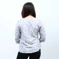 Attire Nepal Grey Cotton V-Neck Quarter Sleeve Flower Printed Front Button Design Tops For Women. 