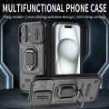 For iPhone 16 Pro Max Case With Slide Camera Cover Built in 360° Rotate Ring Stand Kickstand Full-Body Rugged Shockproof Protective Phone Cover. 