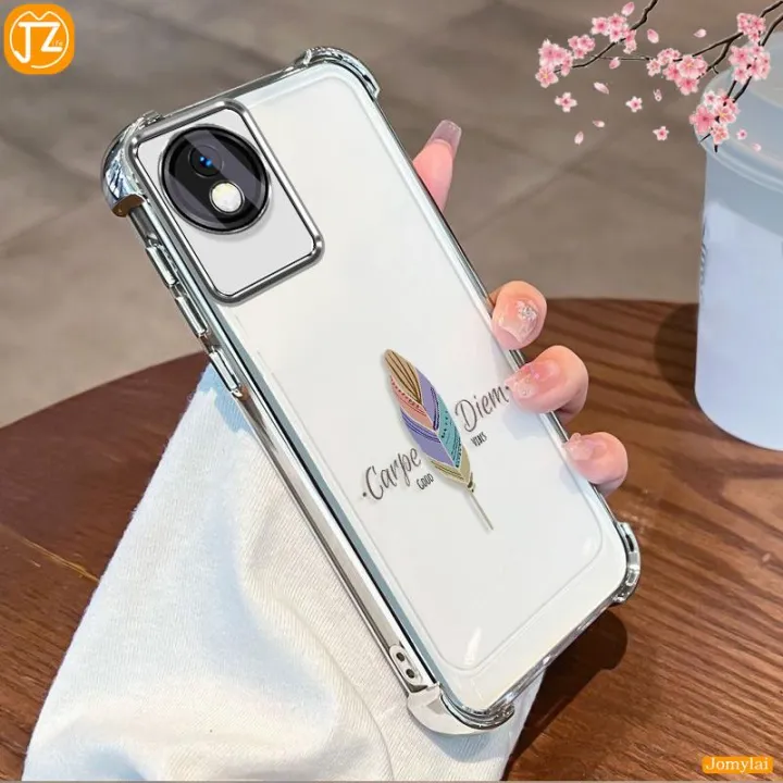 For%20Vivo%20Y02%20Vivo%20Y02A%20Vivo%20Y02T%20Soft%20Case%20Minimalist%20Feather%20Four%20Corners%20Anti-fall%20Cover%20Has%206%20Colors%20Black%20Golden%20Silver%20Blue%20Pink%20Purple%20-%20Image%202
