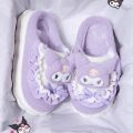 HelloKitty cotton slippers women's winter Sanrio Hello Kitty warm thick bottom fleece-lined non-slip indoor home use. 
