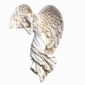Door Frame Angel Wing Sculpture Simple Angel Ornament with Heart-Shaped Retro Resin Crafts for Home ,Left. 