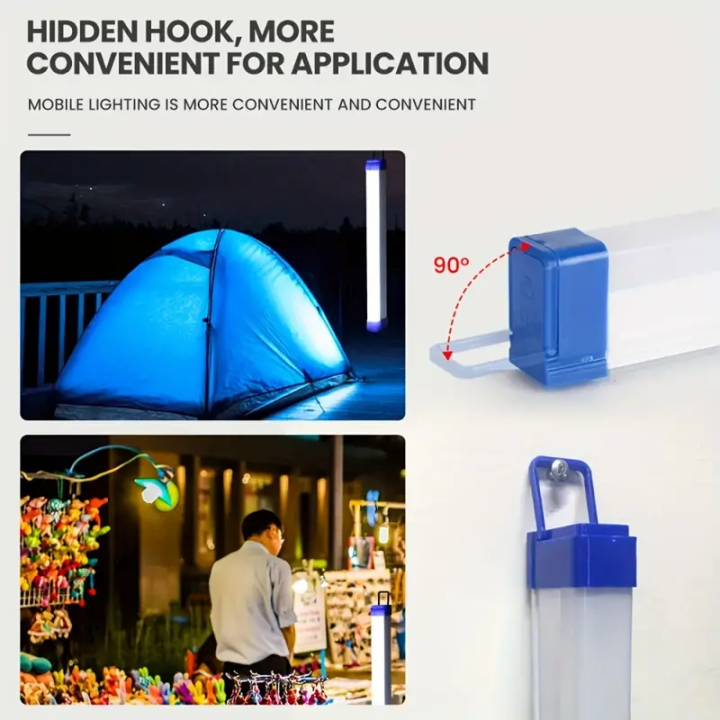 Portable 30CM LED Rechargeable Tube Camping Light Magnetic Suspension Portable Light Bulb for Emergency,Night Market,Outdoor Lighting