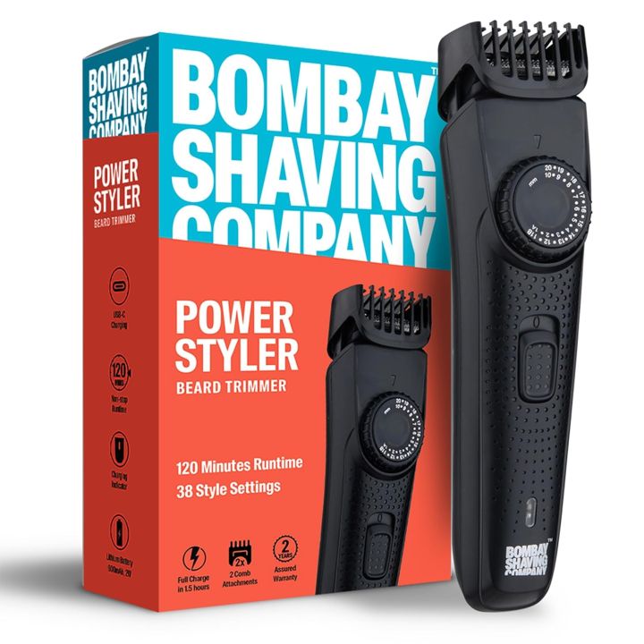 Bombay Shaving Company Power styler Trimmer Men, 2X Fast Charging, 2 Yr Warranty (OG Black)