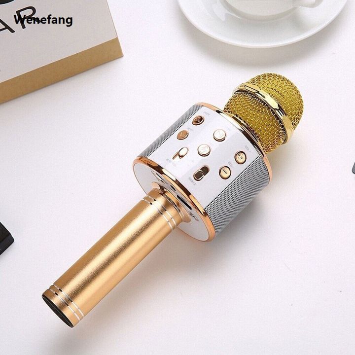 Wenefang Wireless Microphone Bluetooth Karaoke Speaker WS 858 Speaker Hot Selling Handheld Microphone NEW Kids Gift Karaoke Mic Music Player