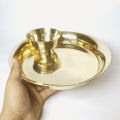 Brass Thaal/Plate (Hati-Paila Thaal) 10.4 inchs With Bowl(Ghoda Kachaura) | Shiva Metal Udhyog. 