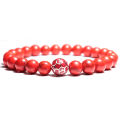raPulsei Bracl Simple Style Football Bracelet Unisex Frosted Stone Bead Bra Sports Lovers Accessories Red et Casual. 
