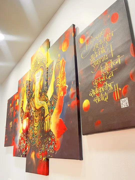 Lord%20Ganesha%20HD%20Canvas%20Wall%20Painting%20(5-Pcs%20set)%20-%20Image%203