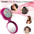 DISICHEN Original Mini Foldable Round Massage Hair Comb Travel Multifunctional Compact Hair Brush With Mirror For Women Girls Styling Tools. 