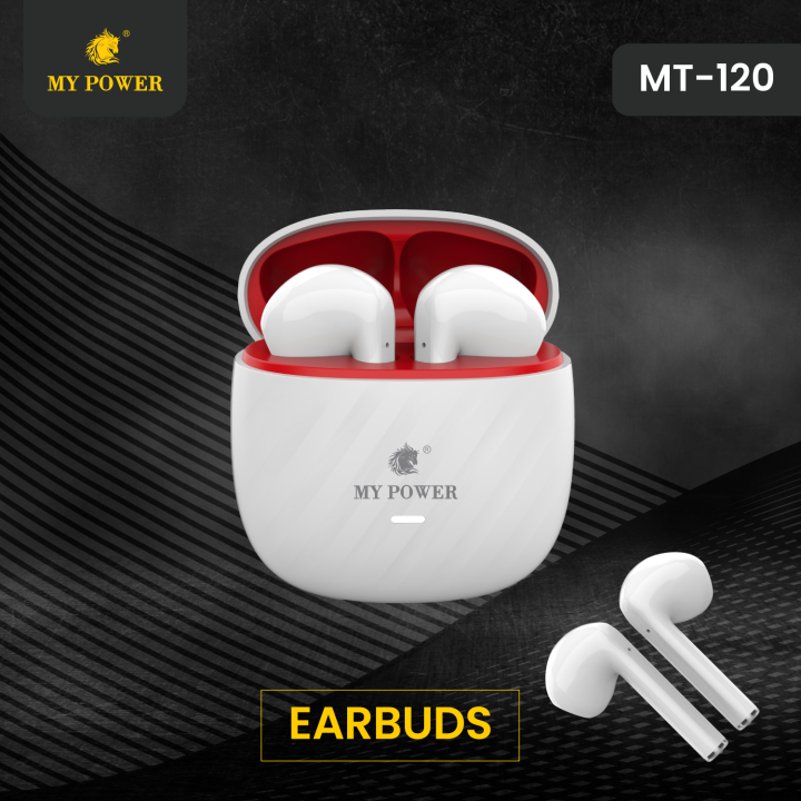 MY Power MT120 Earbuds With  Loud Sound & high Bass| Type-C Charging Port Wireless Earbuds 6 Months Warranty.