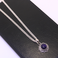 Pure Silver Necklace For Girl / Pure 22k Silver Chain And Locket With Blue Stone For Girl. 