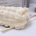 Korean INS Lovely Cute Grid Fabric Makeup Bags Creative Design Crumpled Bubble Puff Towel Cosmetic Bag. 