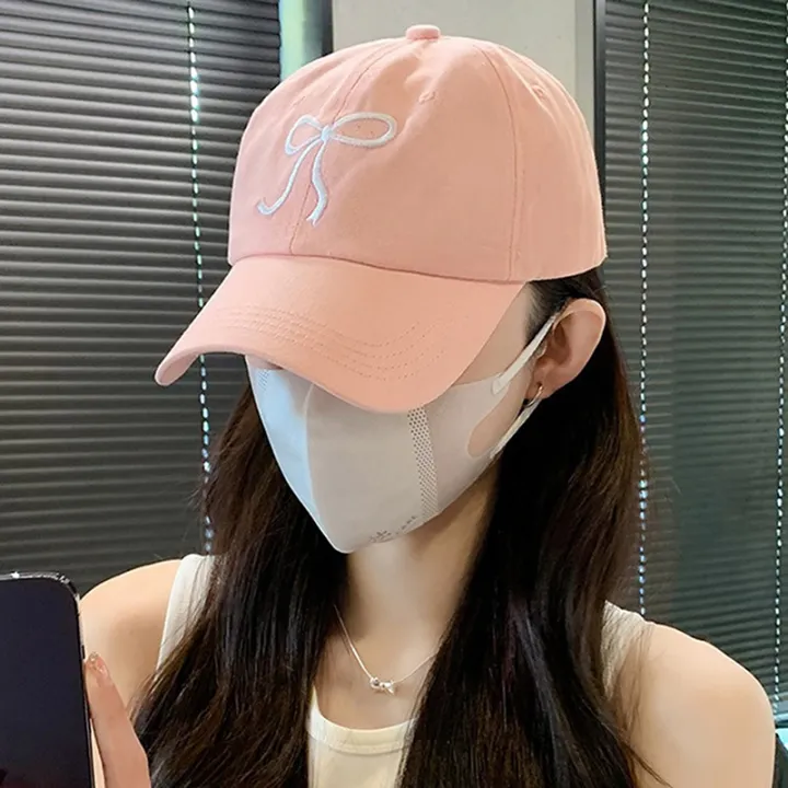 Fashionable%20Small%20Bow%20Baseball%20Cap%20-%20Cotton%20Sun%20Protection%20Hat%20for%20Women%20&%20Girls%20-%20Image%203