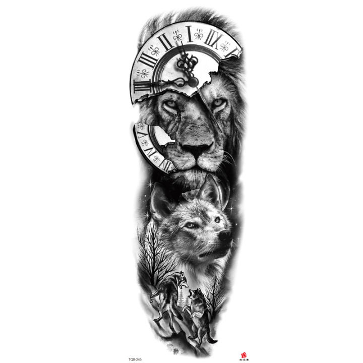 Sale%E3%80%91For%20Full%20Arm%20Tattoo%20Waterproof%20Large%20Flower%20Arm%20Tattoo%20Sketch%20Sketch%20Black%20and%20White%20Direct%20-%20Image%203