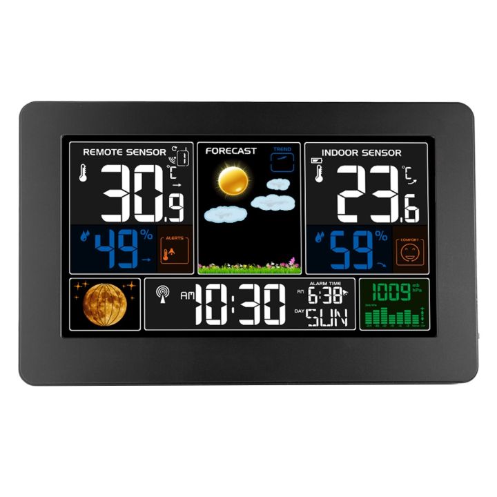 3-In Weather tation Clock Wall ounted Digital Clock Thermometer Hygrometer Barometer 220V