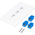 1Pack 3-Port Ethernet Wall Plate, RJ45 Wall Plate with RJ45 Inline Coupler Insert,Cat6 Jack Wall Plate. 