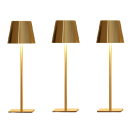 Portable Waterproof Table Lamp-3 Pack Cordless Battery Operated Lamp for Outdoor for Dinner, Desk, Cafe Lighting in Gold. 
