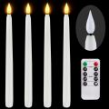 4 Pcs Timer Battery Operated LED Taper Candles for Halloween,Wedding Decoration White. 