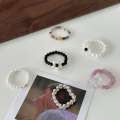 Collection S Sier Freshwater Pearl Index Finger Ring Colorful Tourmaline Black Onyx Elastic Cord Ins Korean Style Exquisite. 