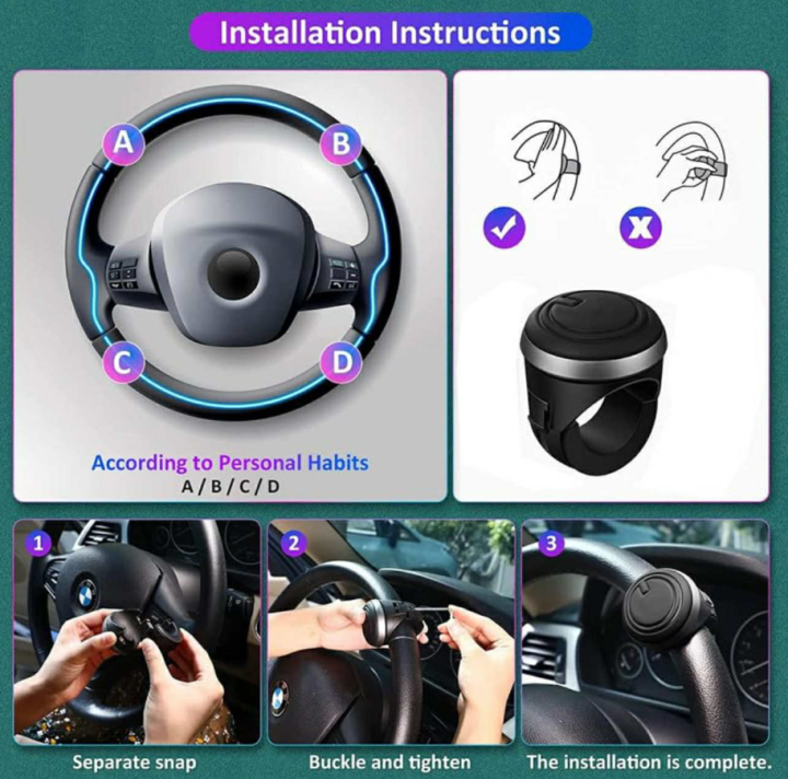 3R-2251%20Mini%20Car%20Steering%20Wheel%20Power%20Holder%20Knob%20Spinner%20360%C2%B0%20Rotation%20Booster%20(Pack%20of%201)%20-%20Image%202